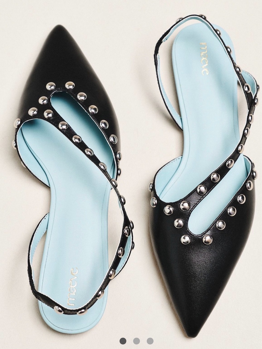 Maeve Black Studded Pointed-Toe Slingback Flats